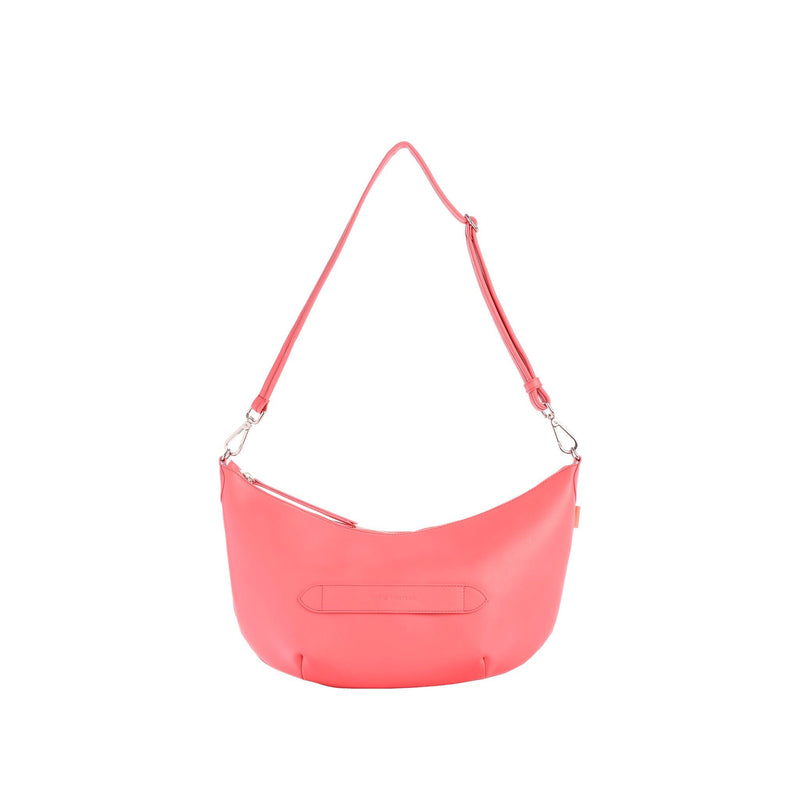 Smile - Sac Porté Croisé Shoulder Bag Marie Martens Rose pivoine en cuir lisse - Zip rose pivoine 