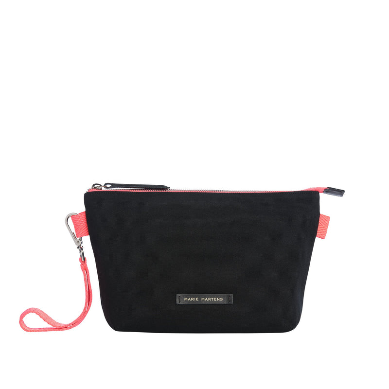 Pochette en toile noire Marie Martens avec fermeture zippée 