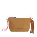 Pochette en toile camel Marie Martens avec fermeture zippée et charms Octopus en cuir attaché