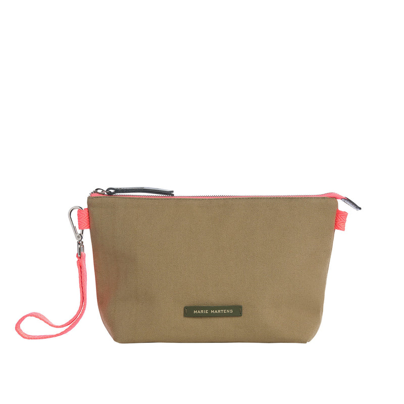 Pochette en toile kaki Marie Martens avec fermeture zippée 