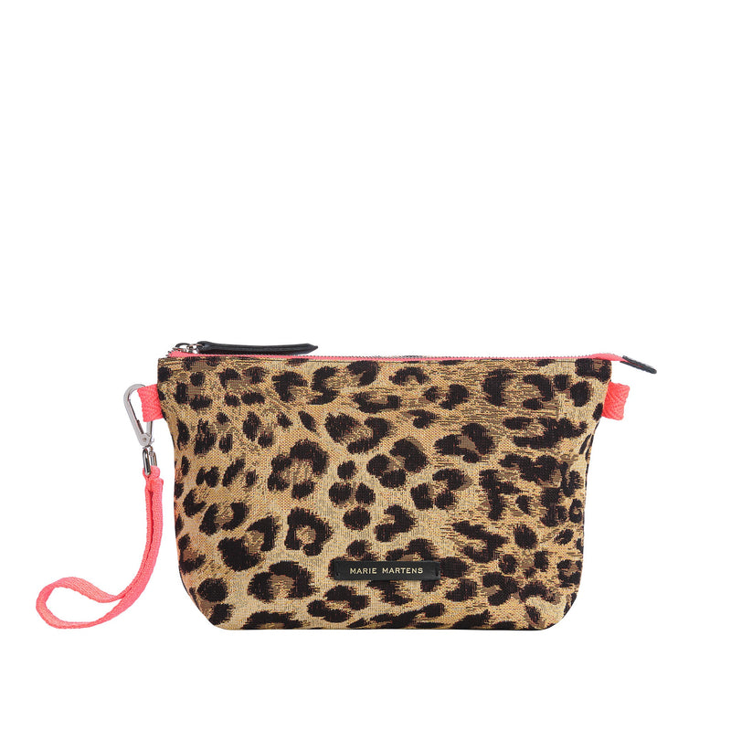 Pochette en toile léopard Marie Martens avec fermeture zippée 