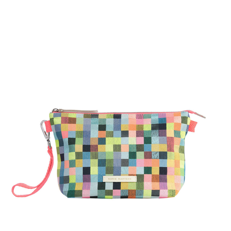 Pochette en toile pixel Marie Martens avec fermeture zippée 