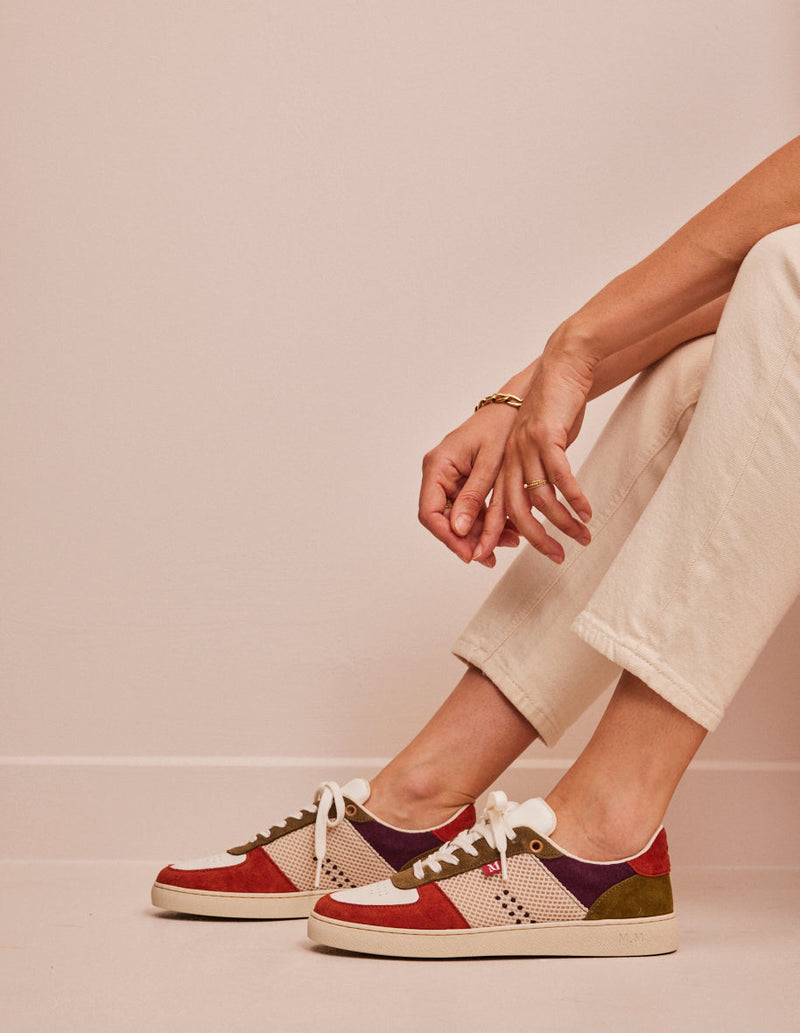 Low Sneakers Marie - Suede And Mesh Terracotta Blanc Khaki