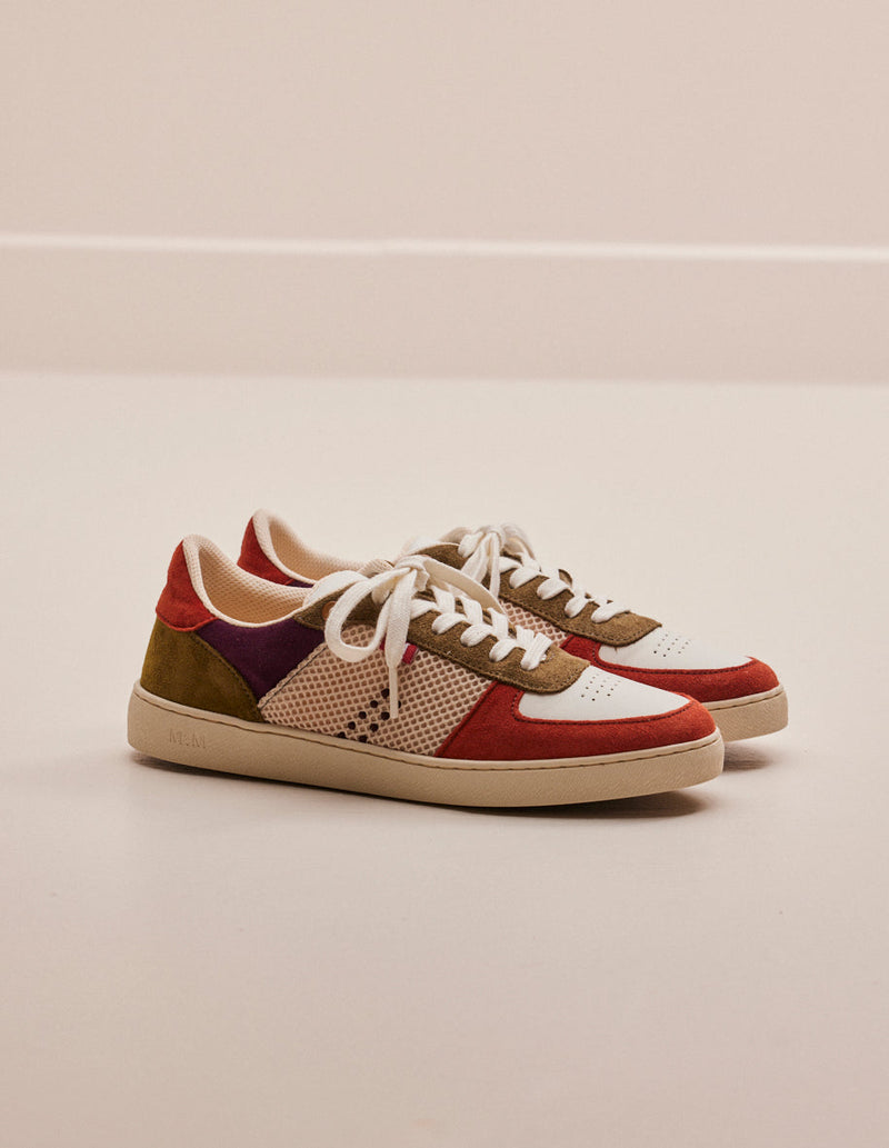 Low Sneakers Marie - Suede And Mesh Terracotta Blanc Khaki