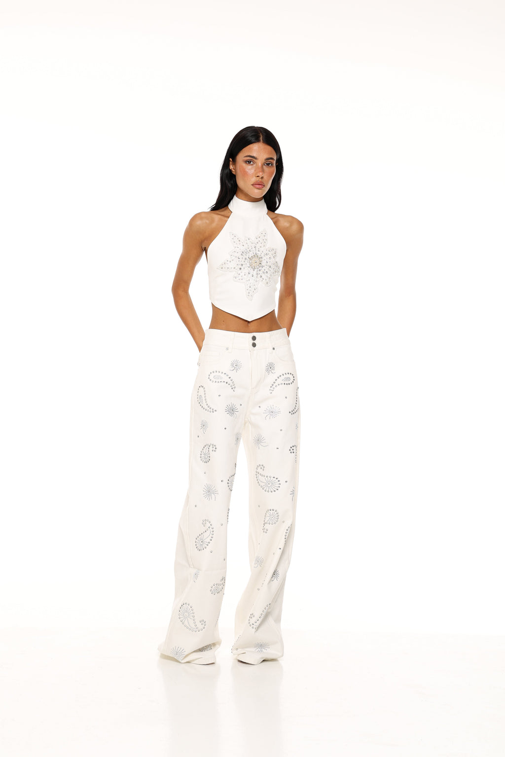 Lara Jeans - White Paisley
