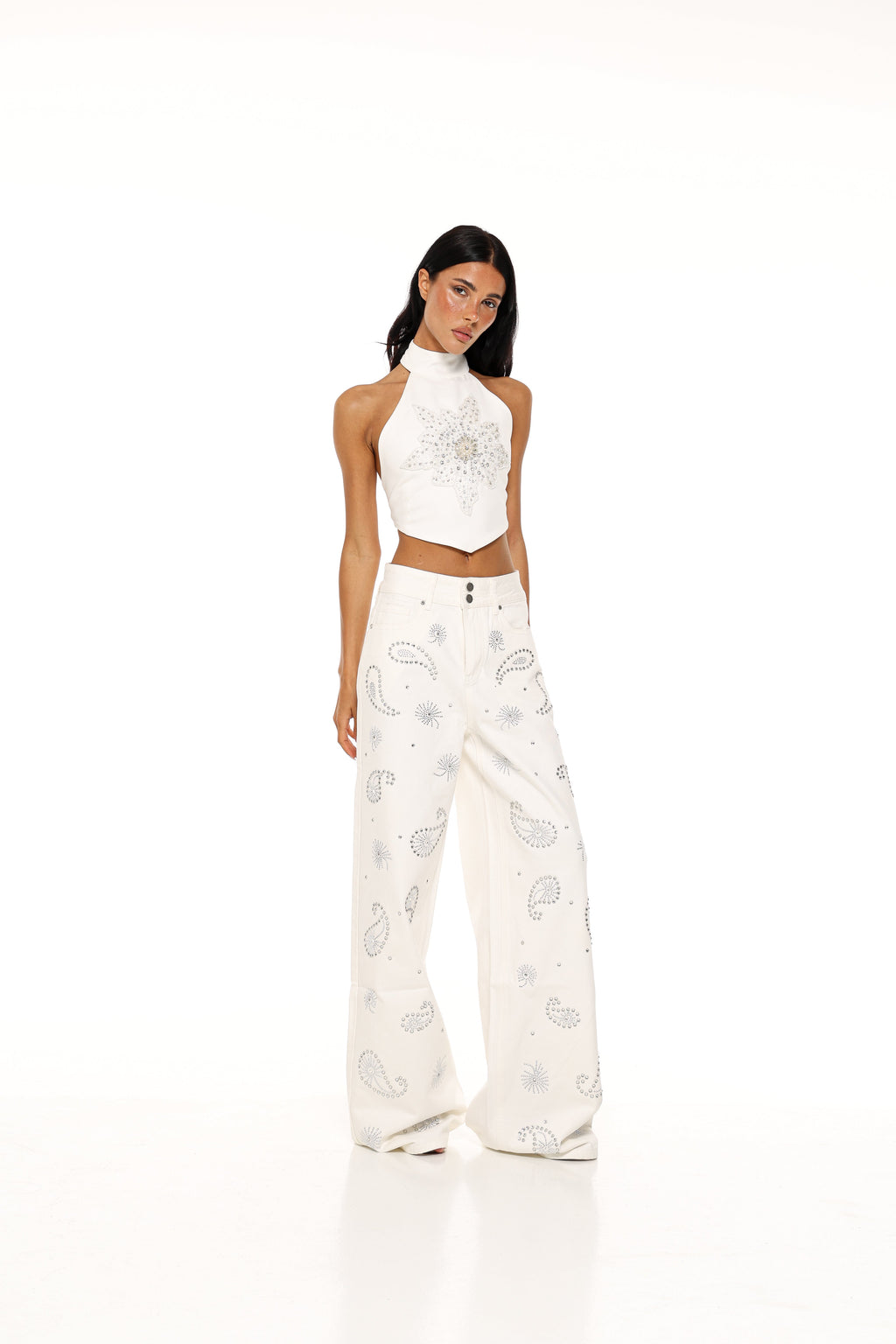 Lara Jeans - White Paisley