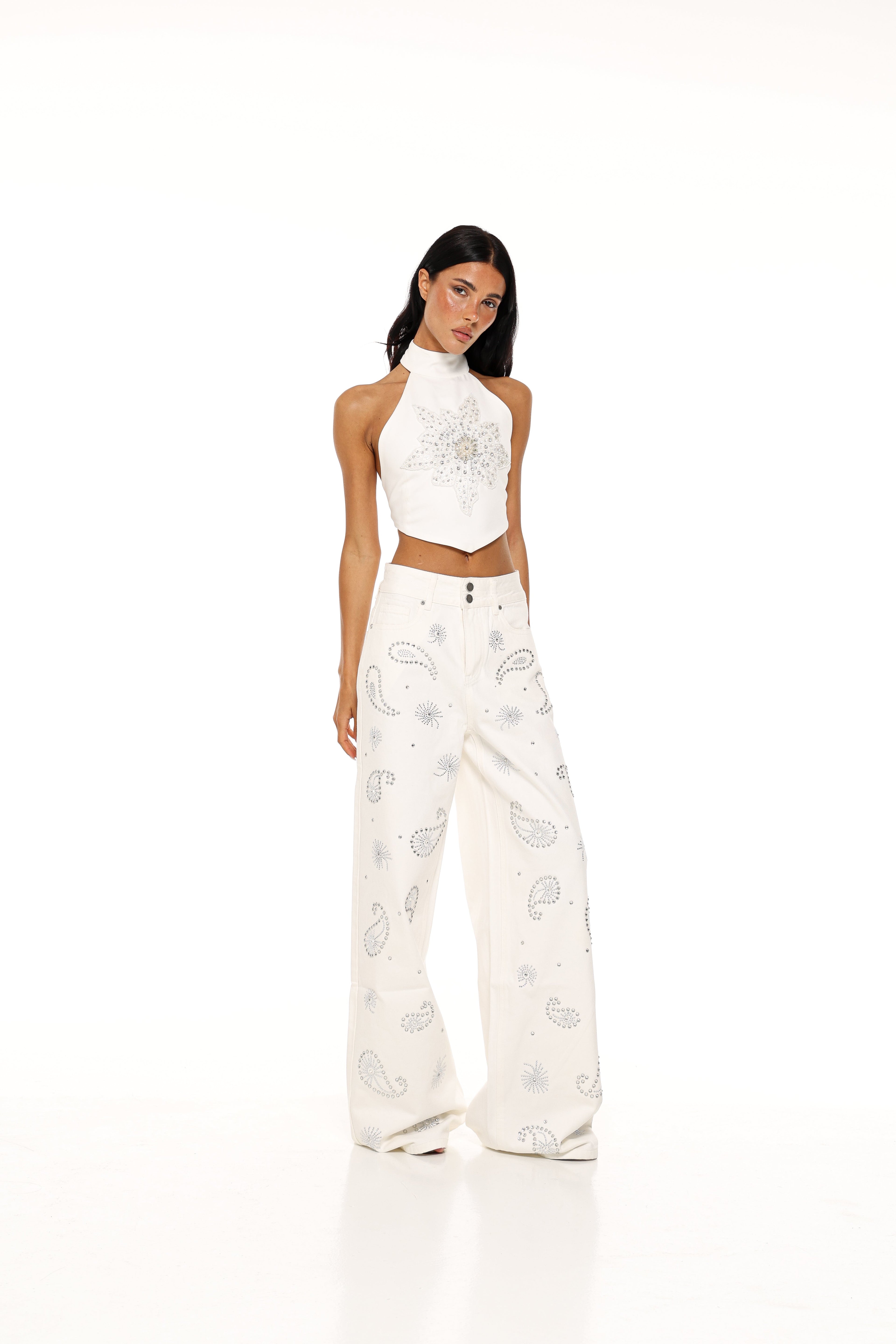 Lara Jeans - White Paisley