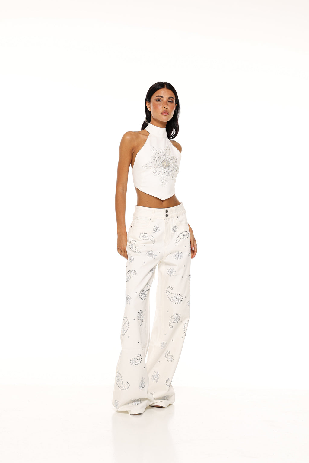 Lara Jeans - White Paisley