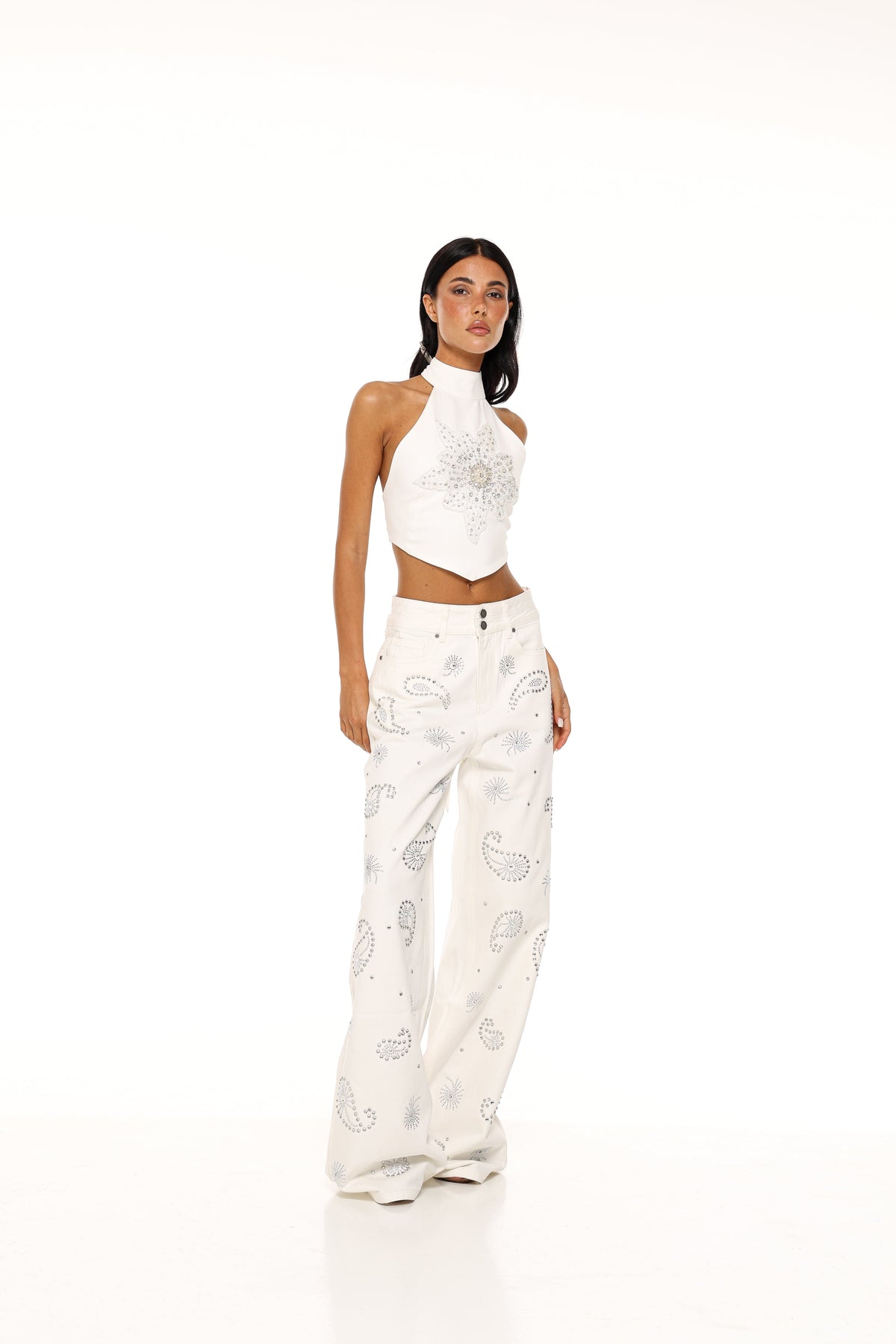 Lara Jeans - White Paisley
