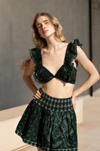Pia Skirt - Khaki Palm Tree