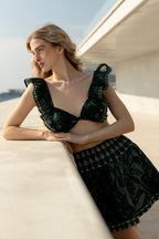Pia Skirt - Khaki Palm Tree