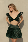 Pia Skirt - Khaki Palm Tree