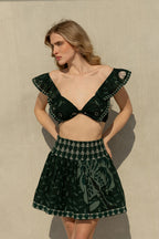 Pia Skirt - Khaki Palm Tree