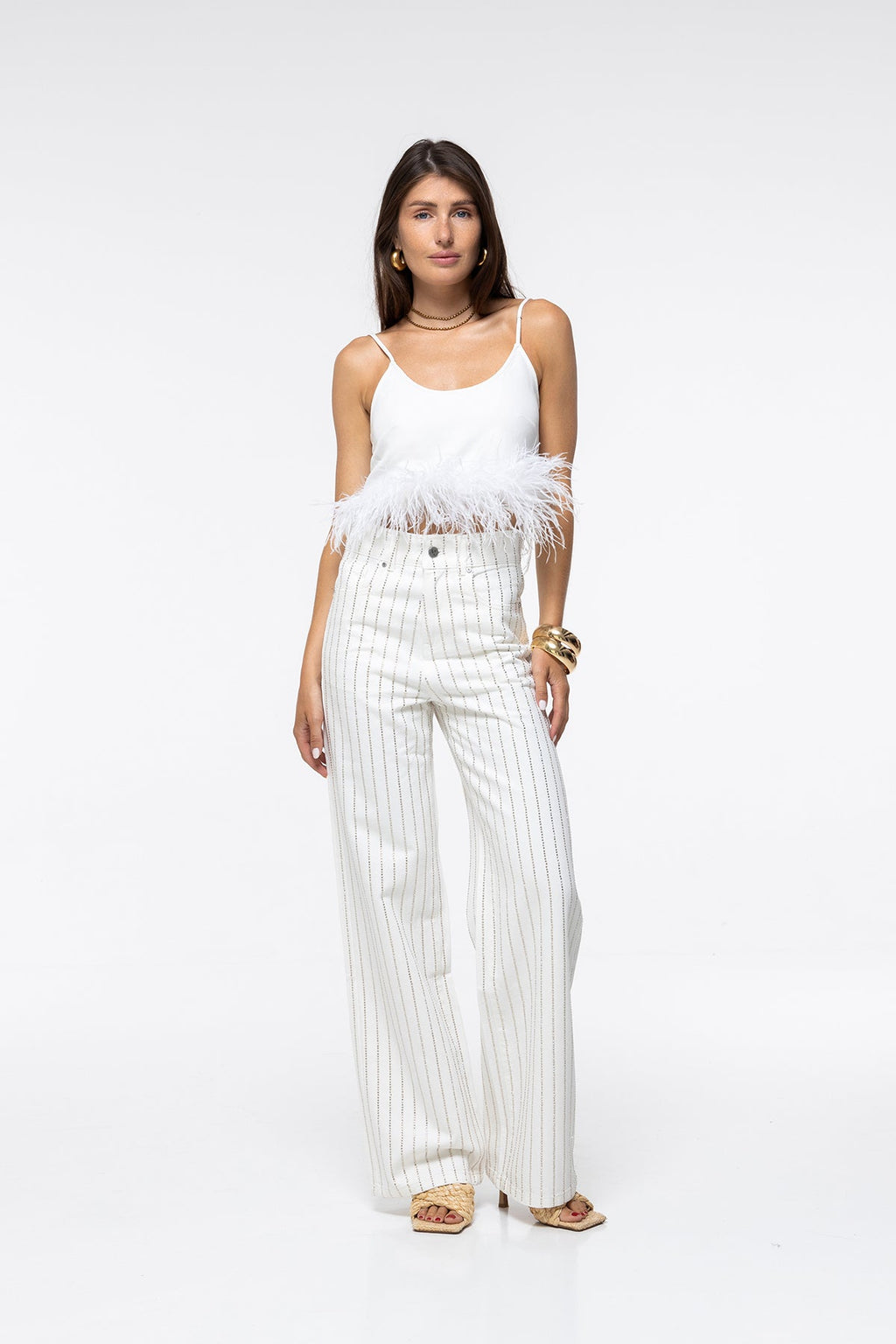 Scarlett White Rhinestone Jeans