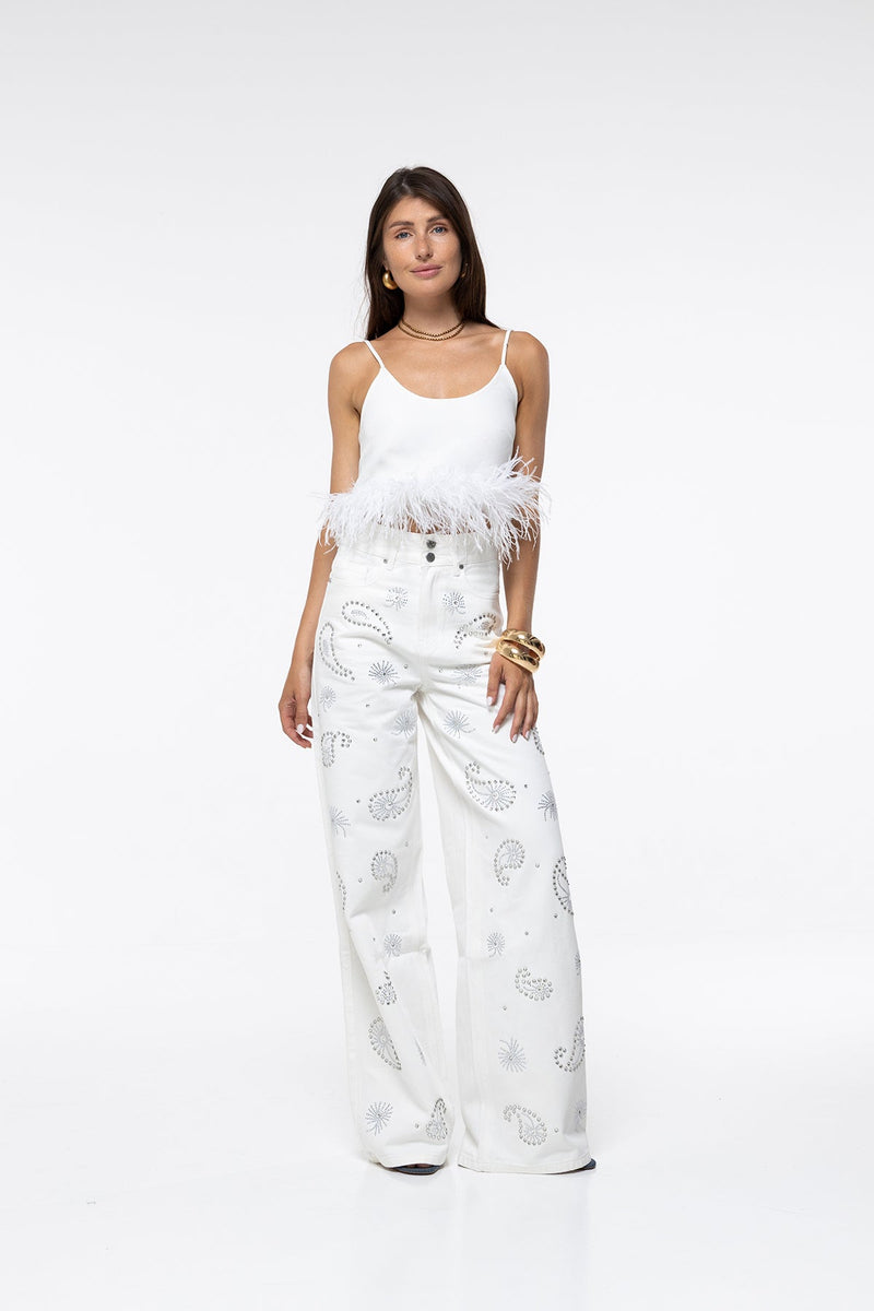 Jeans Lara - Paisley Blanc