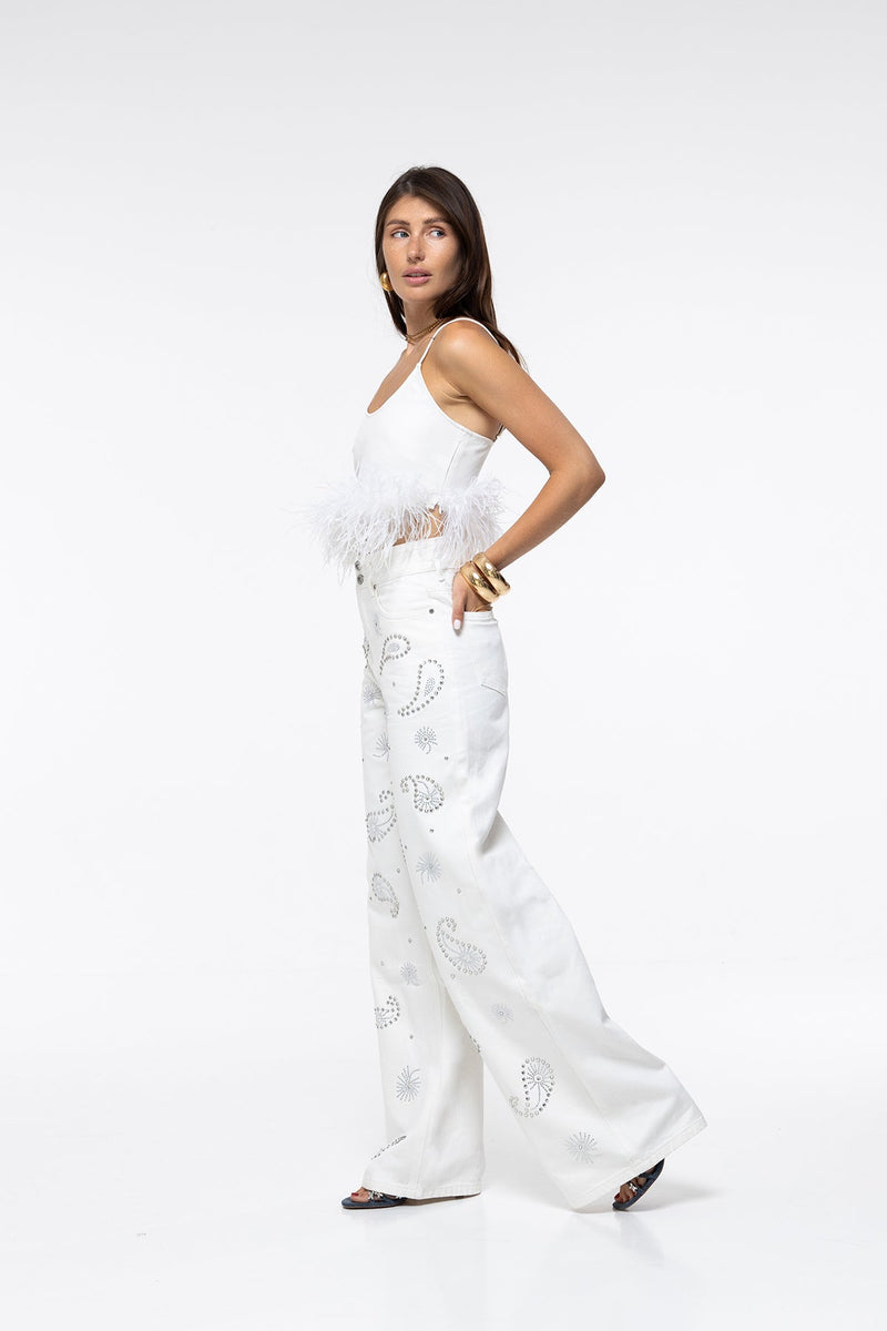 Jeans Lara - Paisley Blanc