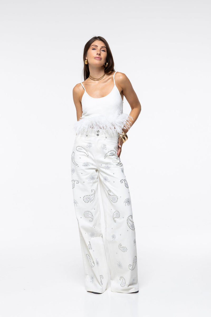 Jeans Lara - Paisley Blanc