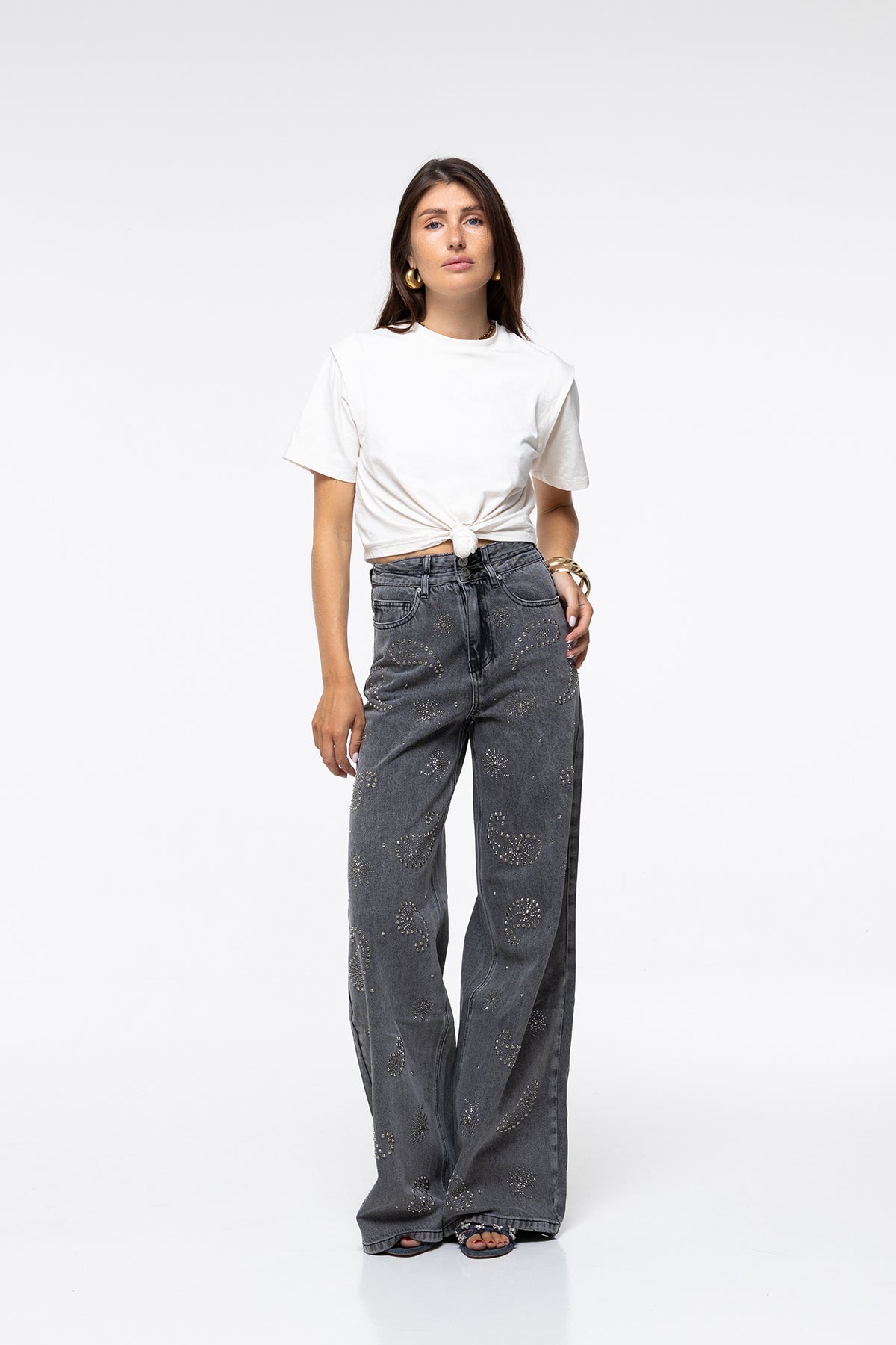 Lara Jeans - Grey Diamanté