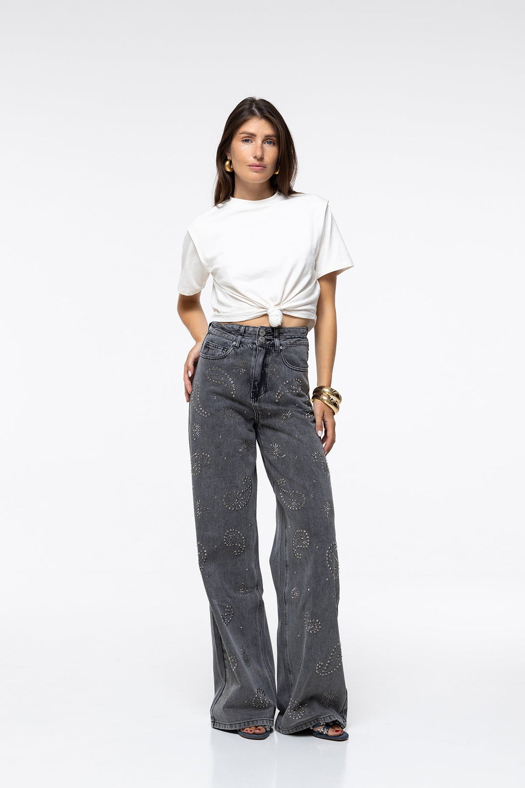 Lara Jeans - Grey Diamanté