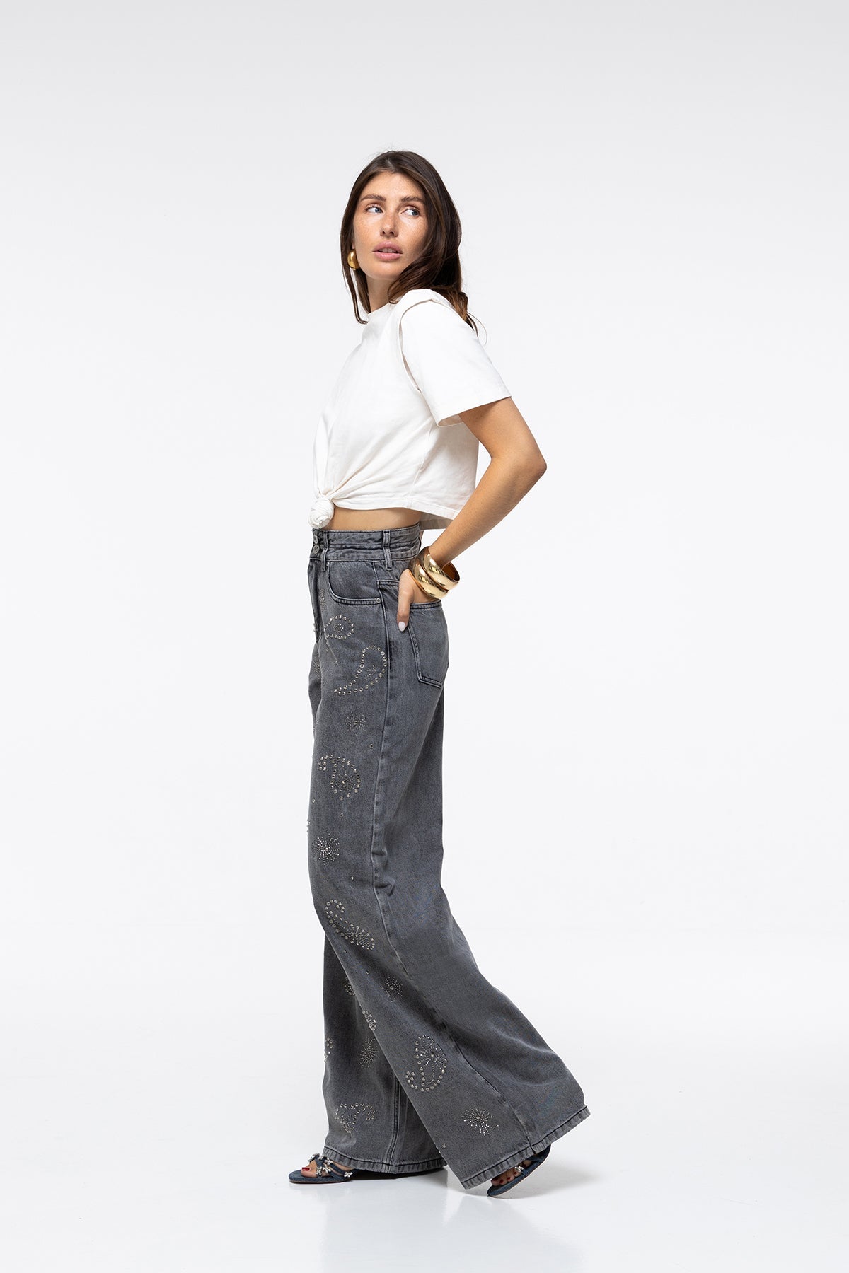 Lara Jeans - Grey Diamanté