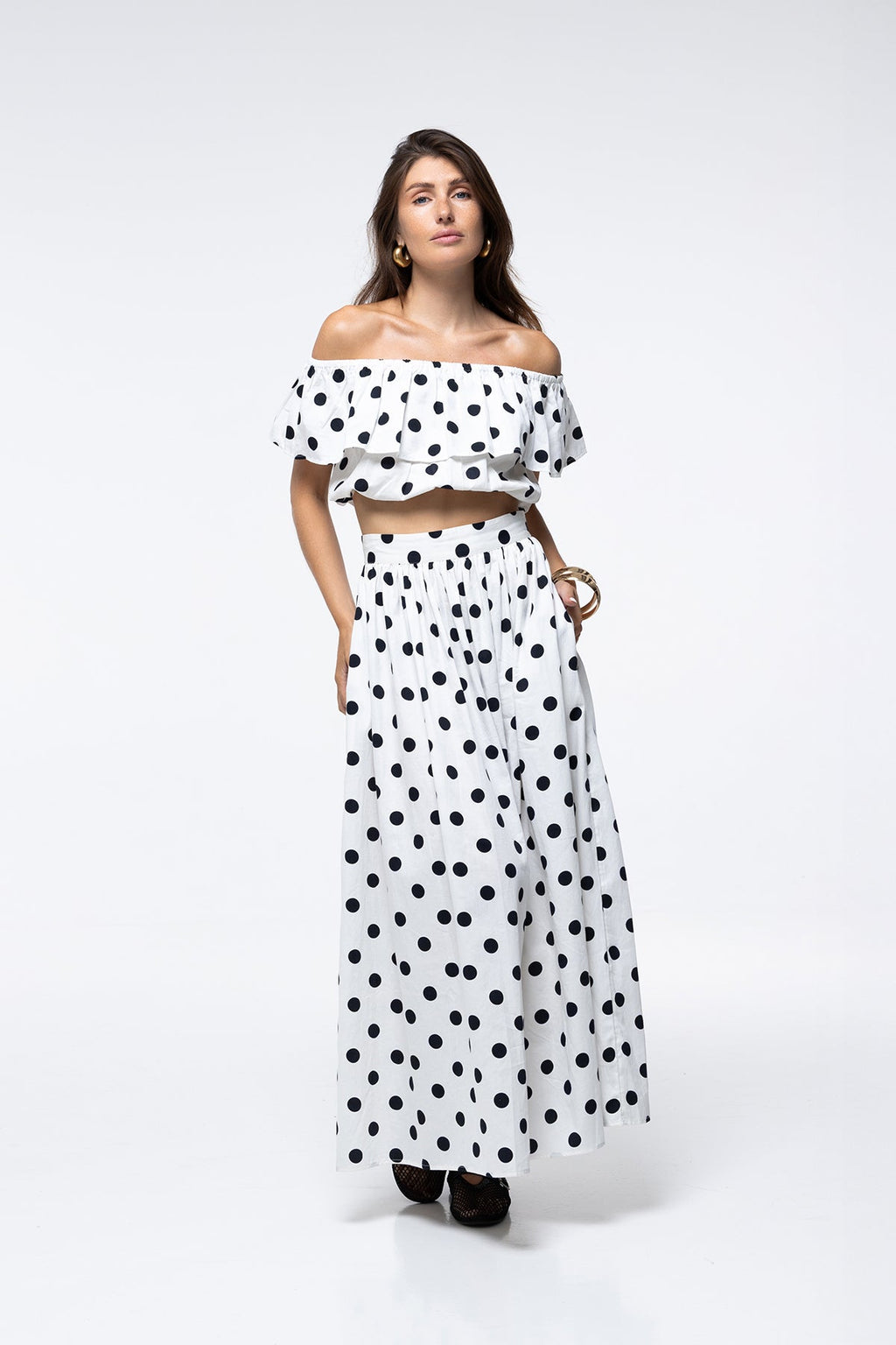Flavy Skirt - White Polka
