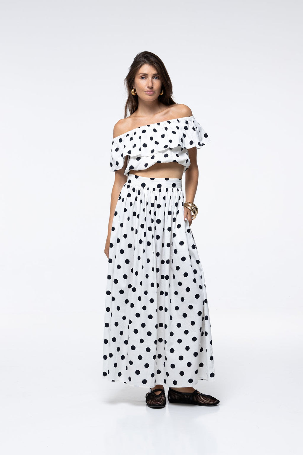 Flavy Skirt - White Polka