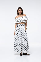 Flavy Skirt - White Polka