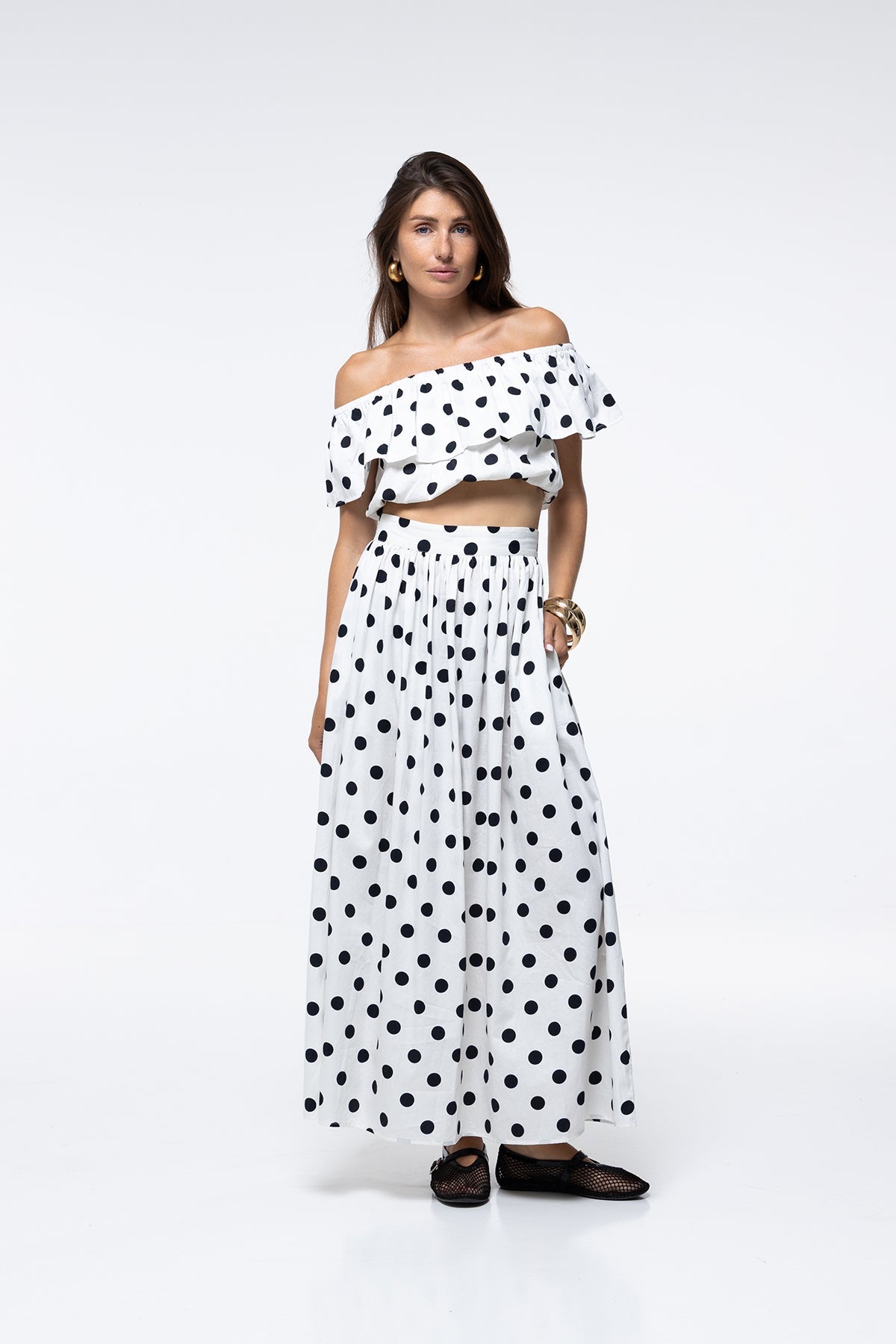 Flavy Skirt - White Polka