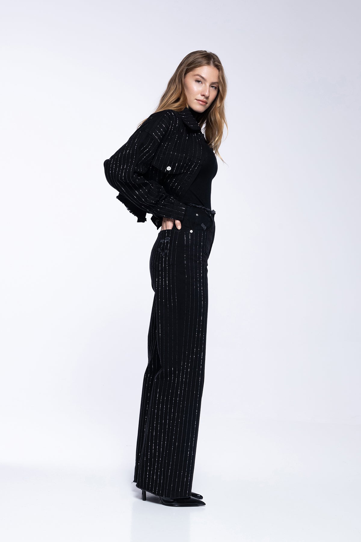 Scarlett Jeans - Black Rhinestones