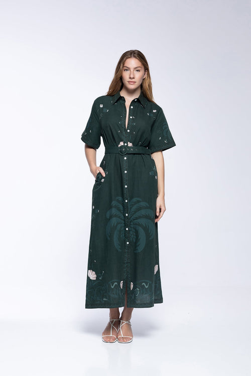 Robe Chiara - Khaki Palm Tree