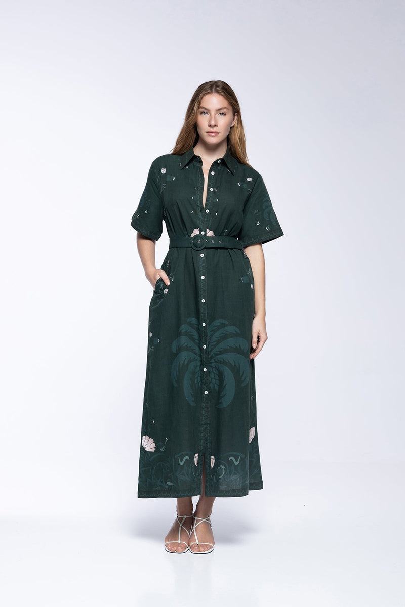Robe Chiara - Khaki Palm Tree