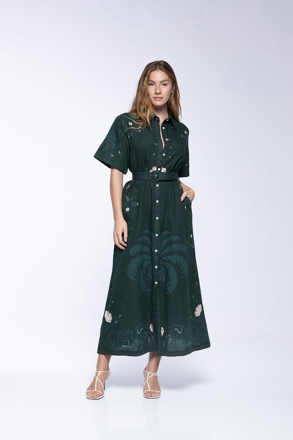 Vestido Chiara - Khaki Palm Tree