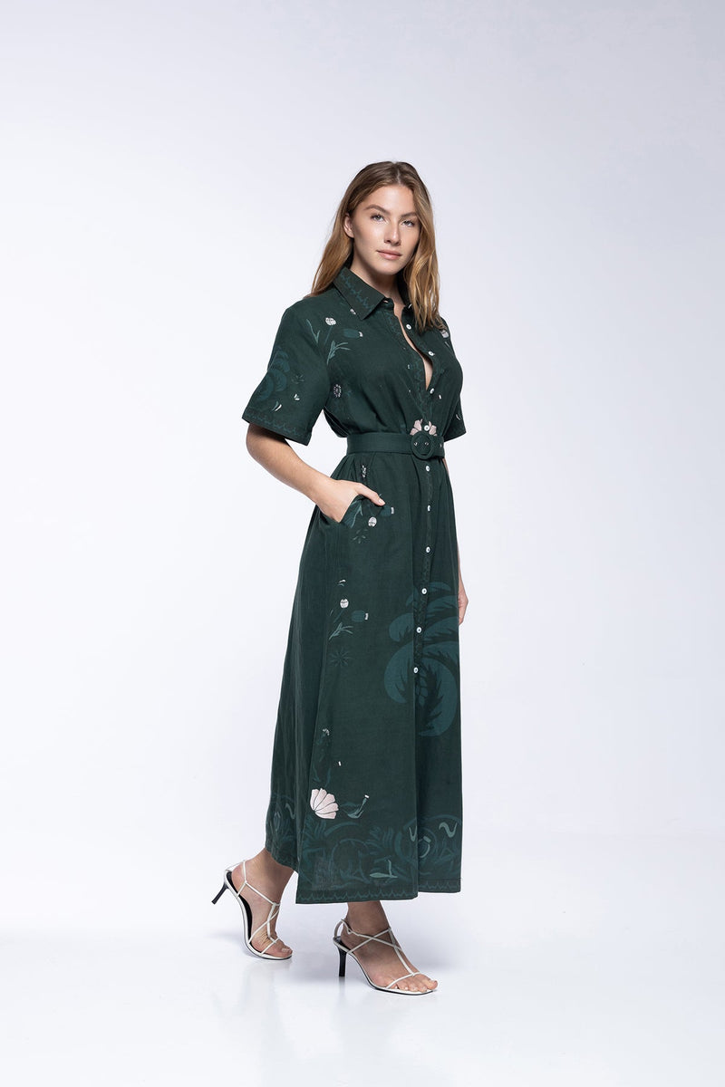 Robe Chiara - Khaki Palm Tree