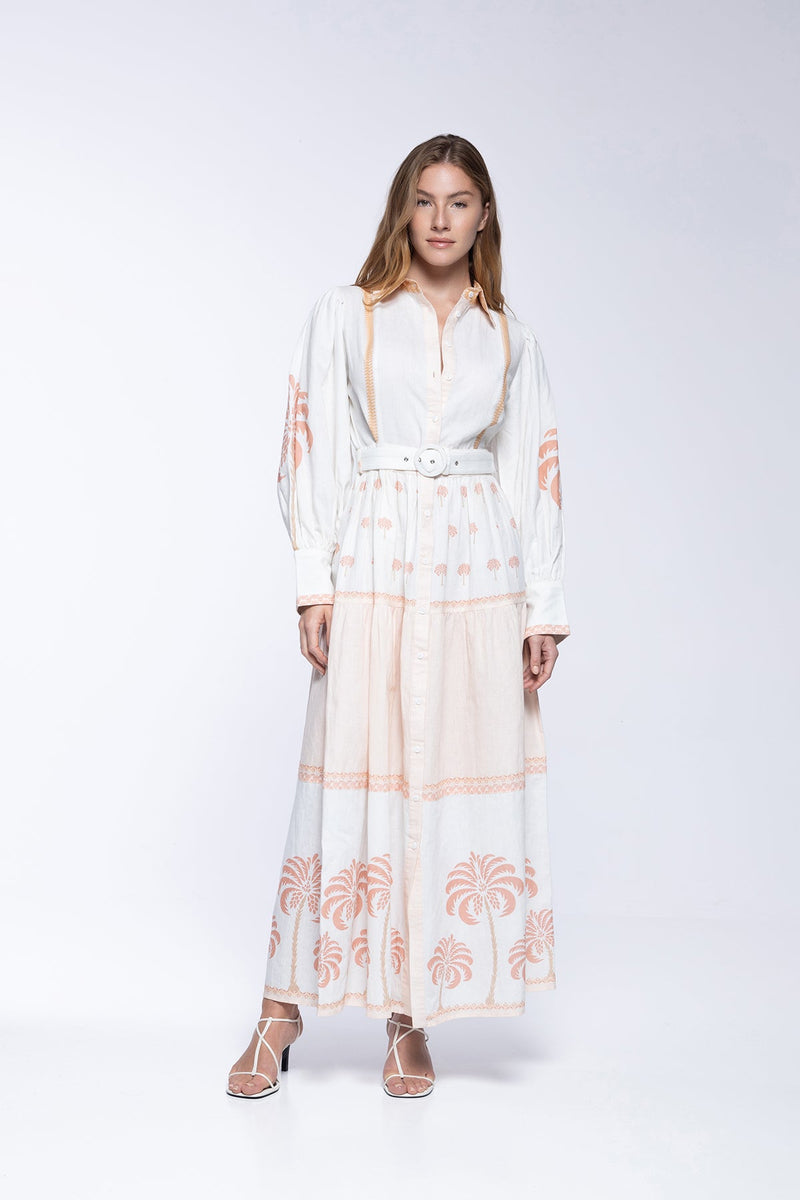 Robe Carmela - Ivory Palm Tree
