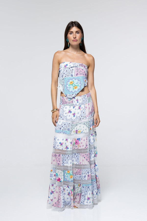 Falda Thea - Parche floral de cachemira