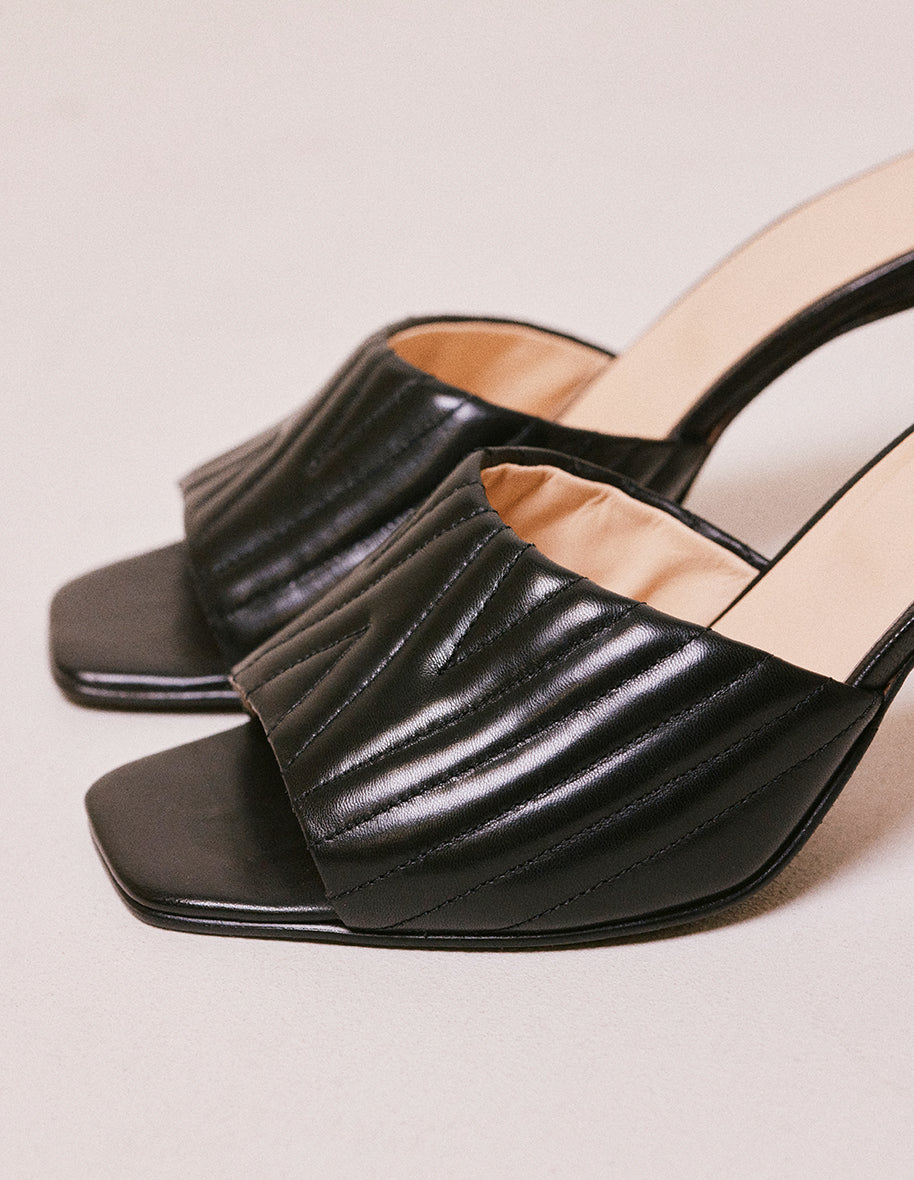 Mule en cuir noir Martha - M.Moustache