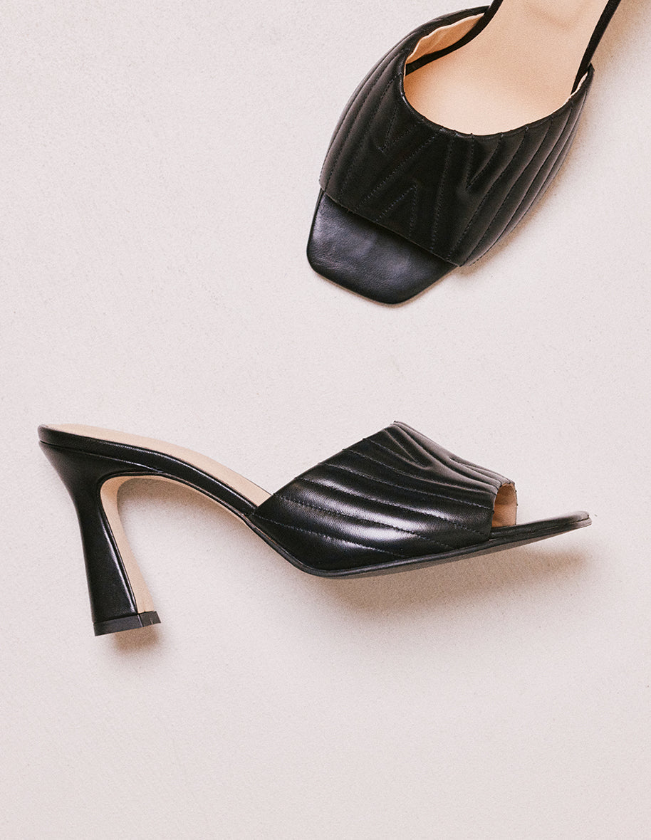 Mule en cuir noir Martha - M.Moustache