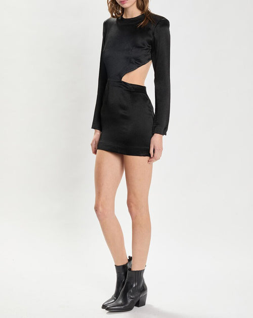 Martin Martin - Robe Courte Bonnie Satin Noir - Femme