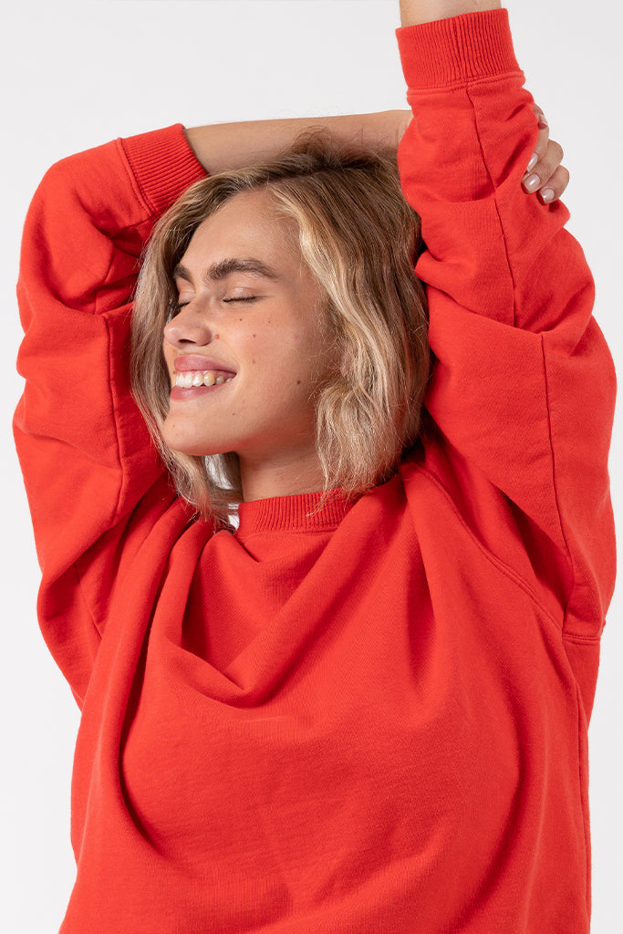 Le Sweatshirt Oversize Marty® Molleton Bio-Recyclé Rouge Tomato