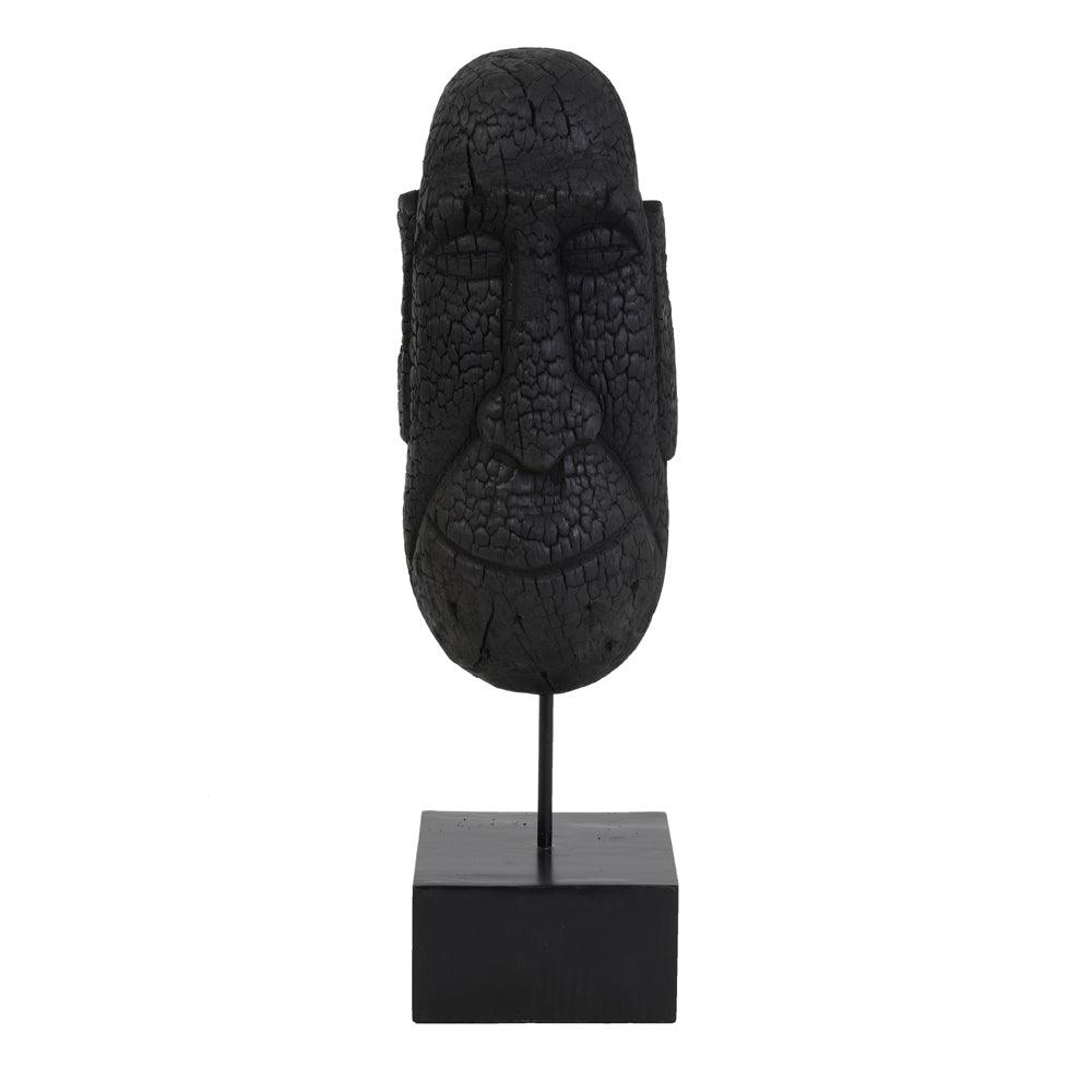 Estatua de rostro negro de madera sobre soporte Mask