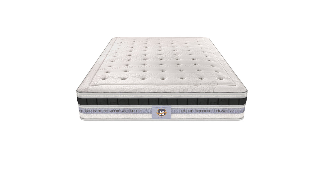 Versailles - Ensemble Matelas + Sommier - Blanc/Noir