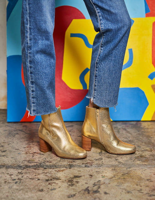 M.Moustache - Gold leather boots for Woman Mathilde H