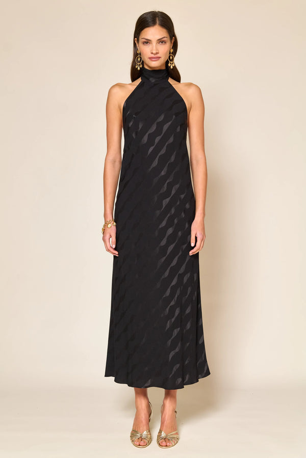 Maura Vestido Jacquard Onda Negro