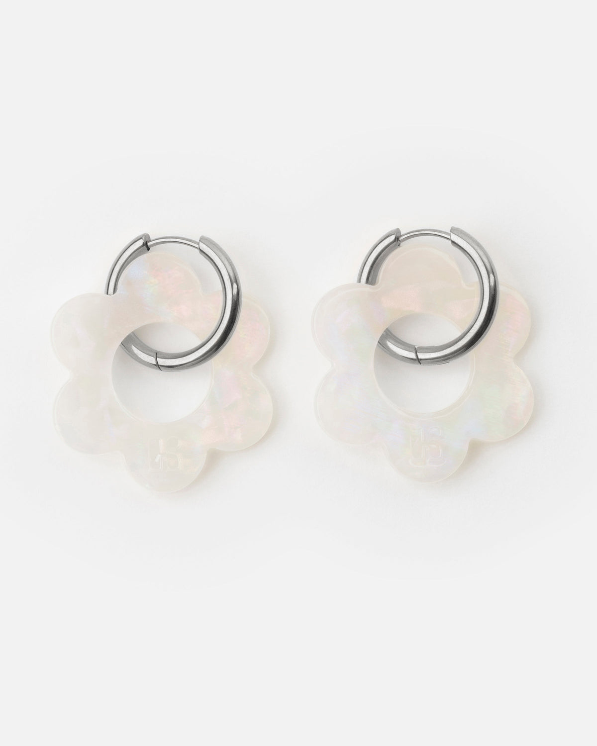 Boucles D'Oreilles Maxi Fleurette - Irisé Blanc