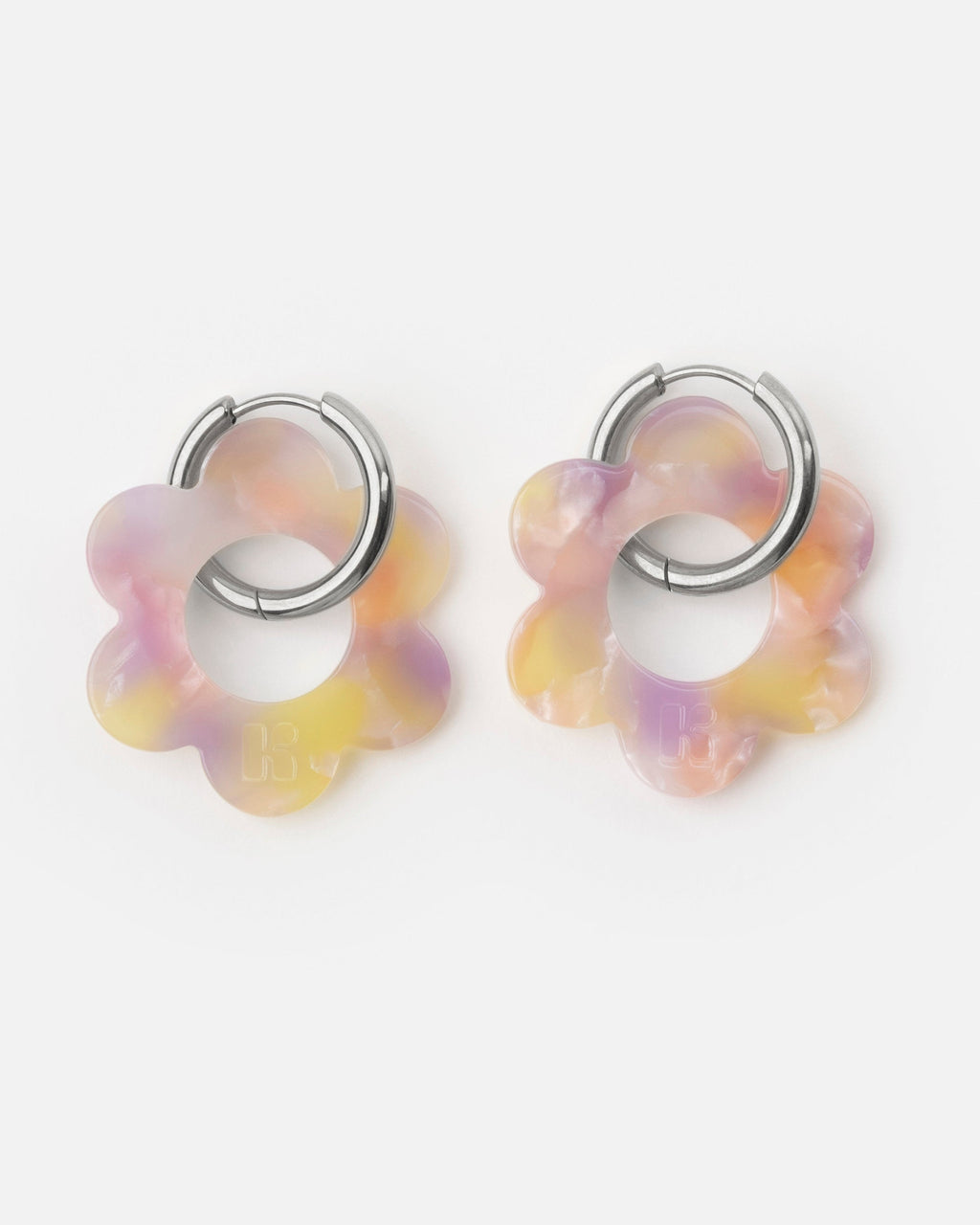 Boucles D'Oreilles Maxi Fleurette - Rose Orangé
