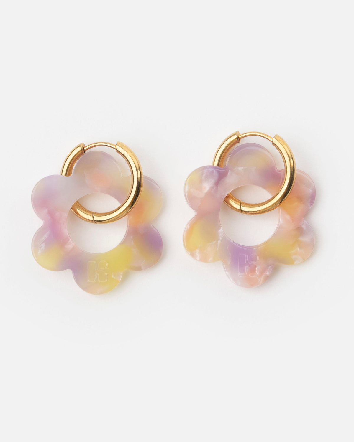 Boucles D'Oreilles Maxi Fleurette - Rose Orangé
