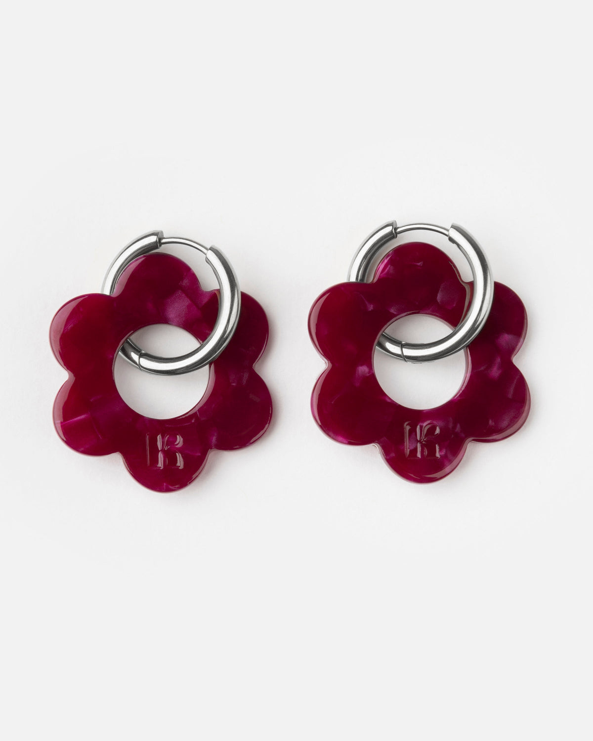 Boucles D'Oreilles Maxi Fleurette - Cerise