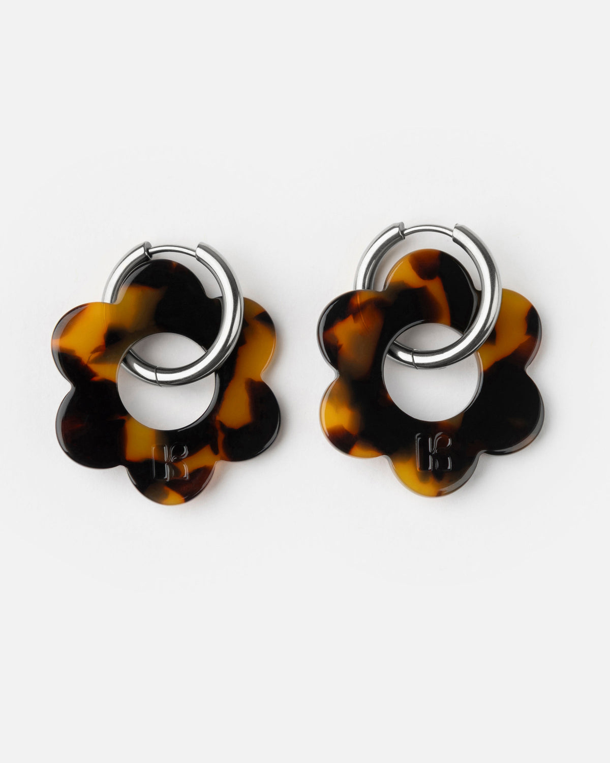 Boucles D'Oreilles Maxi Fleurette - Écaille