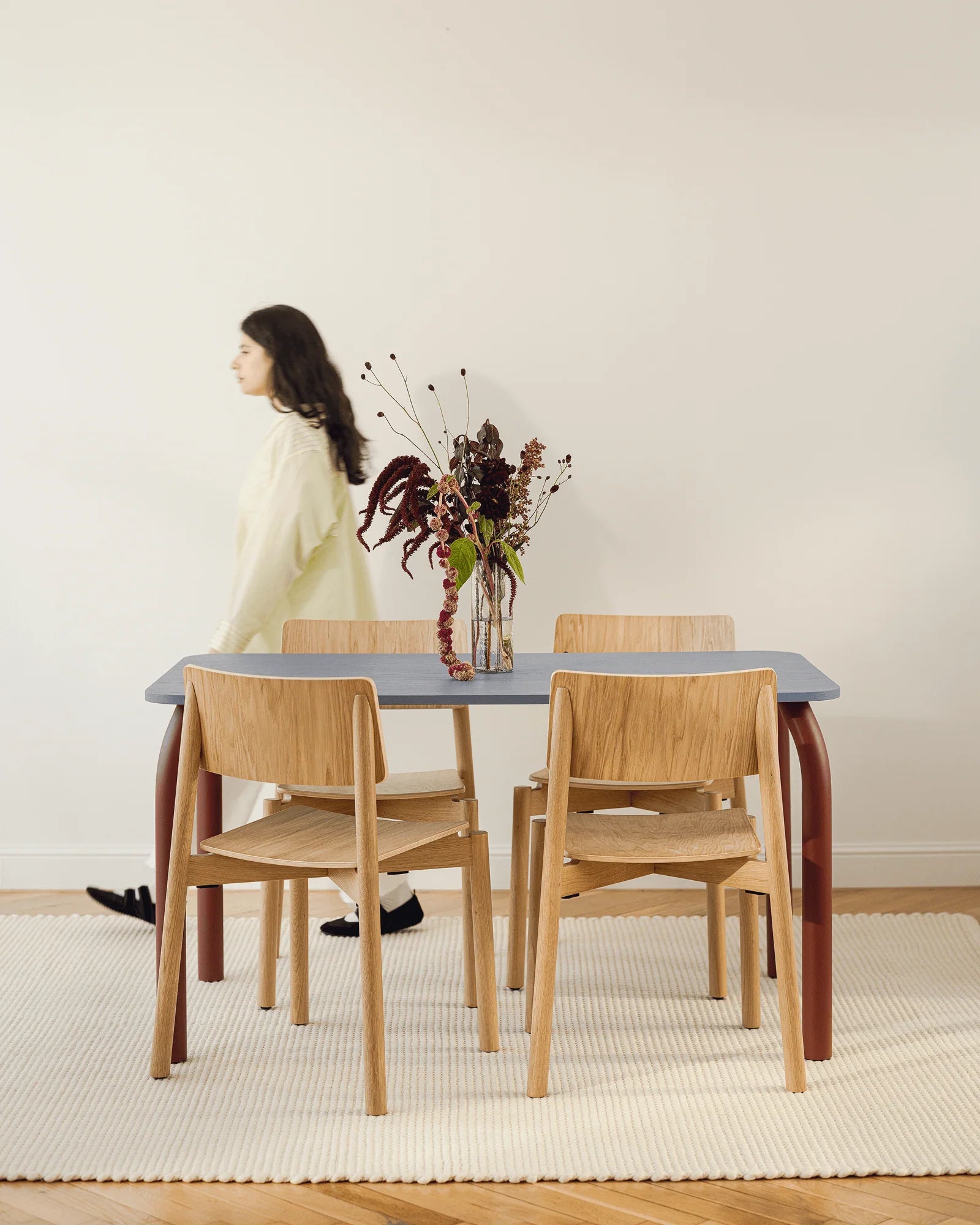 Meko Table - Large - Frosty Blue Top/Auburn Red Legs