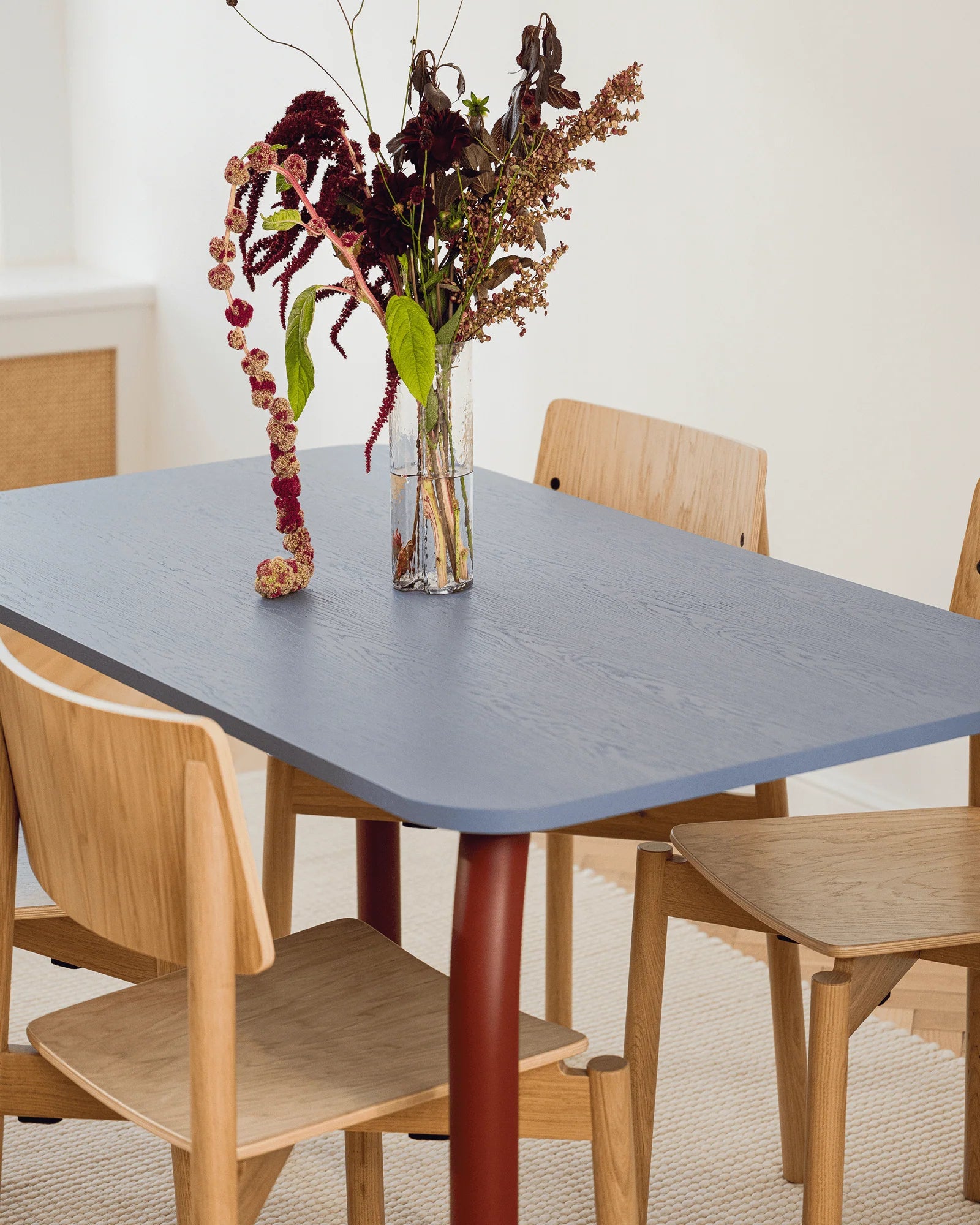 Meko Table - Large - Frosty Blue Top/Auburn Red Legs